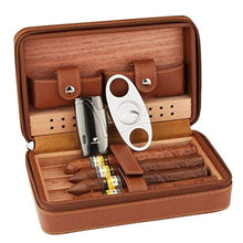 Cgf Exquisit Humidor di Viaggio, Portatile in Legno di Cedro in Legno di Viaggio in Pelle di Viaggio in Pelle di Viaggio, può memorizzare 4 sigari Adatti for Regali di Compleanno Buoni Regali humidor
