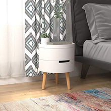 WOLTU TS50ws-2 Set di 2 Comodini Bianchi a 2 Ripiani Contenitore Rotondo Organizzatore da Letto Tavolino da Salotto in Legno