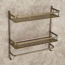 LFK Mensole da bagno vintage a due strati + asta singola in ottone anticato materiale ottone 1 mensola da bagno