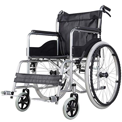 Accessori per la casa Sedia a rotelle da trasporto per disabili per anziani con telaio in acciaio spesso leggero La sedia pieghevole da 14 kg è portatile con freno anteriore e posteriore 46 cm di l