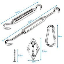 OIZEN 12 Pezzi Kit di Montaggio e Fissaggio in Acciaio Inox per Tende a Vela Quadrate/Rettangolari, Include 4 Viti di serraggio, 4 x moschettoni, 4 x fissaggi a Parete