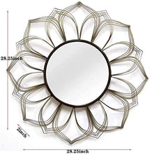 Specchio per vanità Rotondo a Parete, Petali di Fiori in Ferro battuto Trucco del Bagno Astratto