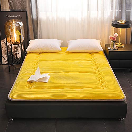 Yamyannie-Home Piano Materasso futon Materasso di Sonno Tatami Pieghevole Roll Up Materasso rotolamento Bed (Colore : Giallo, Dimensione : 150x200cm)
