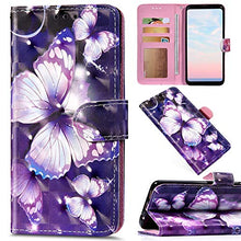 Saceebe Compatibile con Huawei Y9 2018 Custodia Pelle Cover a Libro 3D Custodia in Pelle con Cordino Portafoglio Flip Case PU Custodia Pelle Cover Protettivo Bumper Morbido,Farfalla#4
