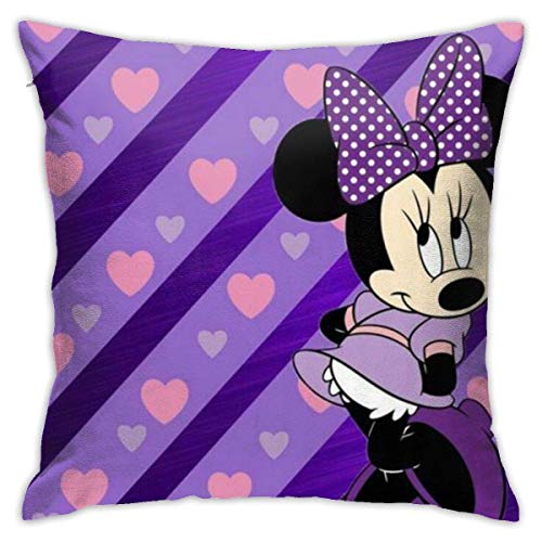 nxnx - Federa decorativa per cuscino con motivo Minnie viola, 45 x 45 cm, per divano e divano