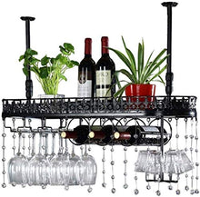 L.TSN Organizzazione per la conservazione della Cucina Portabottiglie in Metallo Portabottiglie per Vino Appeso a soffitto Nero Facile da installare (Dimensioni: 60 Volte; 25 cm)