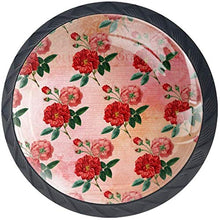 Red Rose Floral Pattern Love Romantic Pomelli per Porta Set di 4 Pomelli per Mobili Manopole per Cassetti Cucina Armadio Vetro