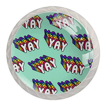 Maniglie per cassetti Manopole per cassetti Manopole rotonde Confezione da 4 per armadietto, cassetti, cassettiere, cassettiere ecc - Patch distintivi parole Yay