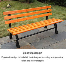 Panchina del parco all'aperto, Resistenza agli agenti atmosferici con schienale Panca da giardino a 3 posti Seduta anticorrosiva in legno massello Sedia struttura in metallo, Carico massimo 800 lbs