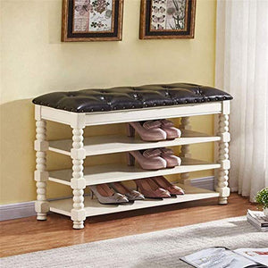 YANG Legno Bagagli Petto Shoe Rack Cambio di Scarpe Panca poggiapiedi Imbottito Guardaroba Dressing Table Sgabello ottomano Carico 250kg (Color : Black, Size : 80cm)