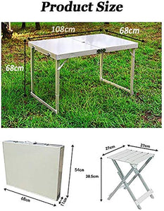 Set da pranzo pieghevole da giardino, patio, set di mobili da campeggio – 4 sedie e 1 tavolo – metallo impermeabile, ignifugo, non arrugginisce, facile da pulire