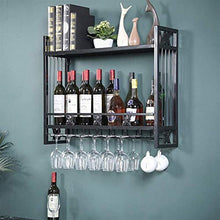 Leifeng Tower Classico Wine Rack Ferro Battuto Materiale Wall Hanging Wine Rack Capovolto Doppio Europeo Ferro battuto Rack Wall Hanging Wine Rack (Color : Black)