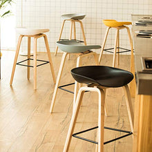 JIAGU - Sedia da bar in legno, stile moderno, casual, per colazione, ristorante, bar, cena, con cuscino in plastica e schienale in legno, semplice sedia per soggiorno, decorazione per scarpe alte
