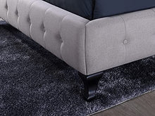 Abella - Letto imbottito in tessuto beige chiaro, 180 x 200 cm, con testiera imbottita e supporto per materasso in legno, facile da montare