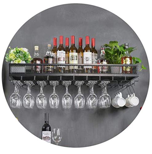 KELITINAus Titolare Del Vino Rack Parete Supporto Del Metallo Soffitto-Type Wine Glass Upside-Down Calice Rack Regolabile in Altezza Rack Vintage Style Decoration Application,100 cm (39.4In)