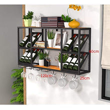 Porta Bottiglie da Vino Porta Bottiglie Parete Metallo Industriale, Portabicchieri Appeso Legno Portabottiglie per Vino Decorazione Parete Scaffale Vino, per Cucina/Bar/Ristorante, Nero Rack di