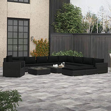 vidaXL Set Divani da Giardino 13 pz con Cuscini Foderati Lavabili Modulare Leggero Elegante Arredi da Esterno in Polyrattan Nero Telaio in Acciaio