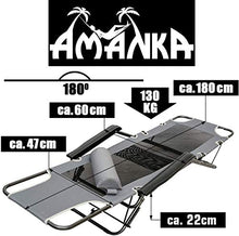 AMANKA Sedia a Sdraio Pieghevole per Campeggio e Tempo Libero | Sedia da Giardino Reclinabile con Poggiatesta | Brandina Grigia | Struttura in Acciaio | Peso Max supportato 100 kg | 178x60x90 cm