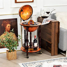 COSTWAY Mappamondo Bar con Ruote Mobili, Porta Liquori Stile Retrò (Marrone 45 x 45 x 88cm)