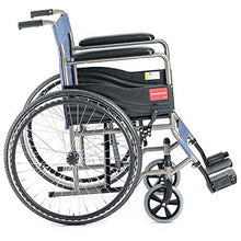 Sedia A Rotelle con Telaio in Tubo d'Acciaio, Sedia A Rotelle Manuale, Disabili, Famiglia di Anziani, Assistenza Medica, Pieghevole, Blu A
