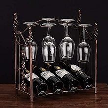 Cremagliera Del Vino Del Metallo Porta Bottiglie E Vetro Scaffale Per Vino- Decorazioni Per La Casa Portabottiglie, Può Contenere 4 Bottiglie E 6 Bicchieri Da Vino