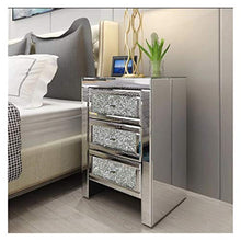 WSZMD 3 Cassetto Veneziano Vetro A Specchio Comodino in Vetro Maniglia in Vetro Specchio Camera Letto Comodino per Mobili Camera Letto, Comodino