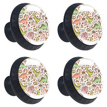 Set di 4 maniglie rotonde per armadio da cucina, credenza, cassettiera, cassettiera, con viti, per cucina, comò, armadietto, bagno, armadio, stile vintage, con dinosauri, animali della foresta