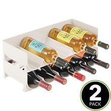 mDesign Set da 2 scaffali per bottiglie di vino impilabili – Portabottiglie in plastica per 10 bottiglie – Organizer in plastica per ogni tipo di bottiglia – beige
