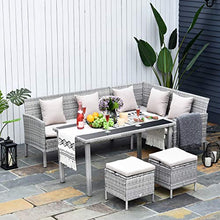 Outsunny Set 5 Pezzi Salotto da Esterno con 2 Divani 1 Tavolino 2 Sgabelli, Mobili da Giardino in Rattan Grigio