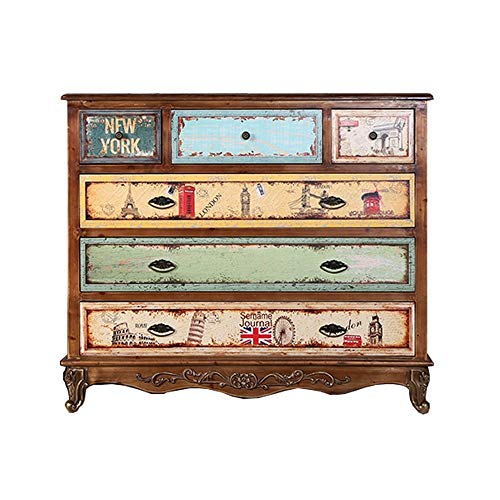 Zhengowen Cassettiera Creativo mobili su Misura Camera Retro cassetti in Legno di Colore Sei cassetti Armadietti Retro Credenza Industriale (Colore : Marrone, Size : 107x30x93cm)