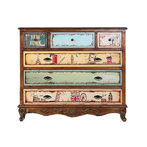 Zhengowen Cassettiera Creativo mobili su Misura Camera Retro cassetti in Legno di Colore Sei cassetti Armadietti Retro Credenza Industriale (Colore : Marrone, Size : 107x30x93cm)