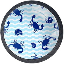 Onda blu-chiaro del granchio blu reale Pomelli per Porta Set di 4 Pomelli per Mobili Manopole per Cassetti Cucina Armadio Vetro