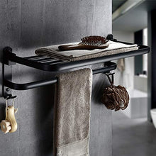 LCSD Portasciugamani Portaoggetti in Alluminio Rack Nero Doppio Strato Elegante Portasciugamani Nero Hotel Bagno Ciondolo Set Portasciugamani