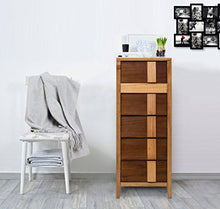Rebecca Mobili Armadietto Comodino 5 Cassetti Legno Beige Marrone Stile Contemporaneo Camera da Letto Corridoio (cod. RE4659)