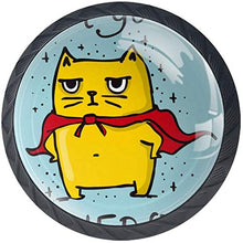 Cool Yellow Cat Sono il tuo eroe Pomelli per Porta Set di 4 Pomelli per Mobili Manopole per Cassetti Cucina Armadio Vetro