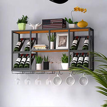 Porta Bottiglie da Vino Porta Bottiglie Parete Metallo Industriale, Portabicchieri Appeso Legno Portabottiglie per Vino Decorazione Parete Scaffale Vino, per Cucina/Bar/Ristorante, Nero Rack di