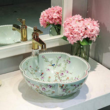 Jgophu - Lavabo artistico in ceramica dipinta a mano con fiori e uccelli