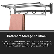 Asciugamano per bagno | Ganci, ripiano pieghevole e stendino | Acciaio inossidabile resistente alla ruggine | Immagazzinaggio del bagno fissato al muro | M&W