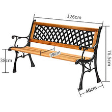UWY Panca da Giardino Combinazione di Tavolo e Sedia in Legno massello, panchina per Balcone da Esterno in Legno massello, Sedile da Salotto Resistente alle intemperie con Struttura in ghisa, Ta