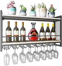 Leifeng Tower Classico Wallmounted Legno e Iron & Wine Bottle Rack e Supporto di Vetro, 2 Livelli di Storage mensola della Parete della Decorazione 39.4 7.9 x21.6