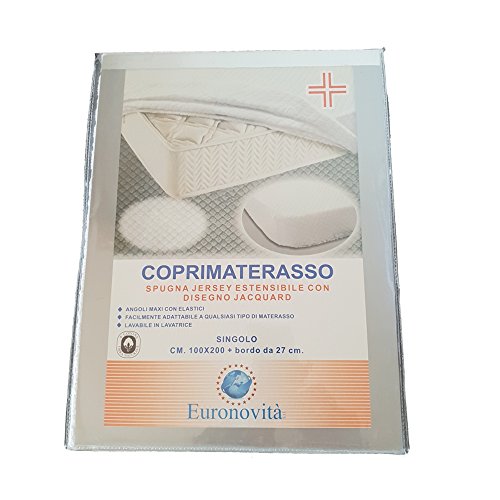 Euronovità EN-221787 Coprimaterasso Singolo con Angoli Estensibili Cotone 200 x 90 x 27 cm Bianco