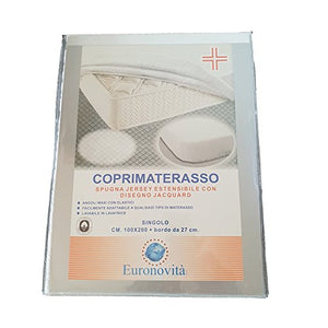 Euronovità EN-221787 Coprimaterasso Singolo con Angoli Estensibili Cotone 200 x 90 x 27 cm Bianco