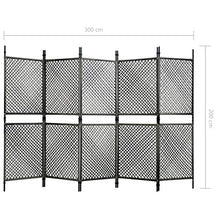 E E-NICES Paravento a 5 Pannelli in Polyrattan Antracite 300x200 cm