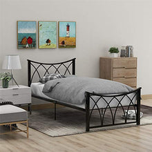 Wealthgirl - Struttura moderna per letto singolo, 90 x 190 cm, in metallo, con testiera per bambini, adolescenti, adulti, colore: Nero