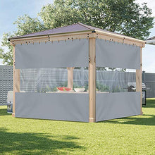 Tenda in vinile per esterni con pannello di telone trasparente, 510 g, resistente alle intemperie, per patio, esterni, con occhielli antiruggine, per pergola, portico, gazebo (8,36 x 9,02 W, grigio)