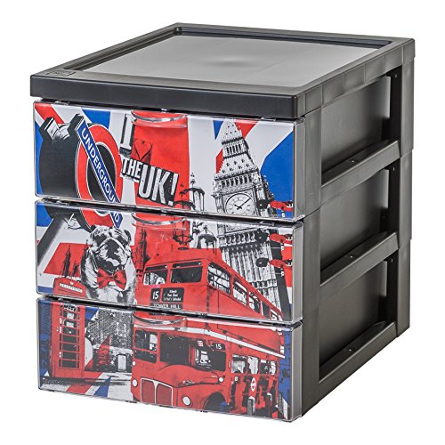 Iris Ohyama, Mobiletto portaoggetti, Cassetto in plastica, 3 cassetti da 2L, con ruote, Maniglie ergonomiche, Robusto e multiuso, Soggiorno, Camera da letto, Ufficio - Stile cassetto SCF-A5 - Londra