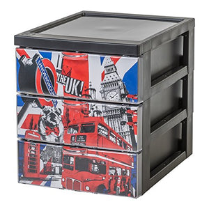 Iris Ohyama, Mobiletto portaoggetti, Cassetto in plastica, 3 cassetti da 2L, con ruote, Maniglie ergonomiche, Robusto e multiuso, Soggiorno, Camera da letto, Ufficio - Stile cassetto SCF-A5 - Londra