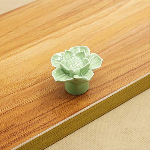 Maniglia in Ceramica Set / 10pcs manopole in ceramica fiore di loto retro stile rurale pastorale armadio armadio comò armadio per bambini cassetto estraibile maniglie vari colori disponibili