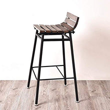 JT- Sedia da bar in ferro battuto con schienale in legno massello per esterni, resistente e stabile (colore A, dimensioni: altezza 90 cm)