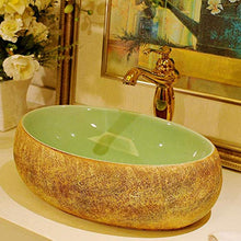 Lavandino del bagno del controsoffitto artistico del bacino del lavabo di Jingdezhen di stile europeo ovale glassato